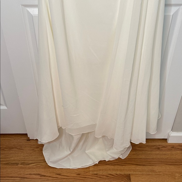 DB Studio Pleated Chiffon V Neck Tank A-line Wedding Dress Style #WG4083 - Picture 7 of 9